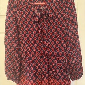 GAP Floral Long Sleeve Dress in Red and Navy